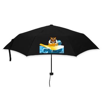 Tiger auf einem Surfbrett - Regenschirm (klein) - Schwarz - Vorne