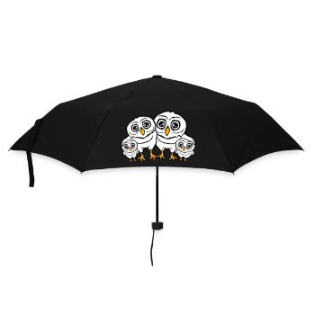 4 Owls Dad Mom Child Baby Family Mother Father - Umbrella (small) - black - Front