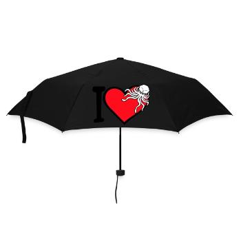Ich liebe Oktopus Herz I Love Herz Symbol Logo süß - Regenschirm (klein) - Schwarz - Vorne