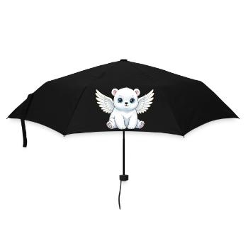 Cute Polar Bear Angel with Wings Cartoon Smile - Umbrella (small) - black - Front