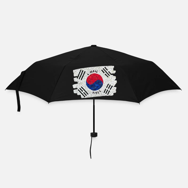 K-Wave Vibes Korea Flagge Mosaik Design - Regenschirm (klein) - Schwarz