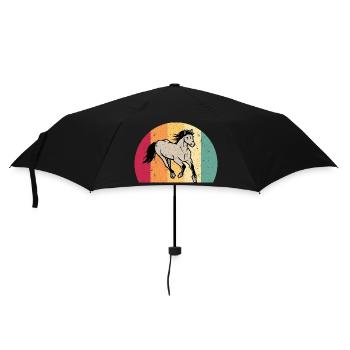 Pferd Motiv Pferdemotiv Retro Vintage Look - Regenschirm (klein) - Schwarz - Vorne