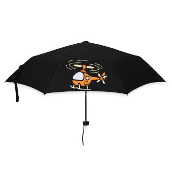 Lustiger Cartoon Helikopter im Comic Stil - Regenschirm (klein) - Schwarz - Vorne