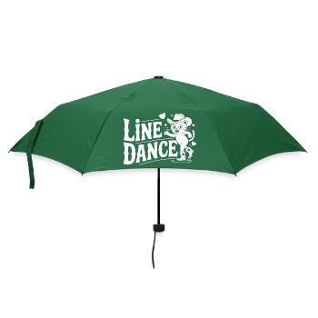 Line Dance Katze Silhouette - Regenschirm (klein) - Flaschengrün - Vorne
