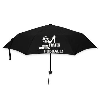Frauen Spielen Fußball Logo - Regenschirm (klein) - Schwarz - Vorne