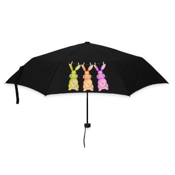 Hase T-Shirt süß Wäscheleine Osterdesign Geschenk - Regenschirm (klein) - Schwarz - Vorne