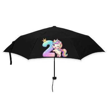 Je suis 2 filles licornes Kawaii Anniversaire - Parapluie standard - noir - Devant