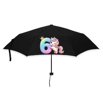 I'm 6 Kawaii Unicorn Girl Birthday - Umbrella (small) - black - Front