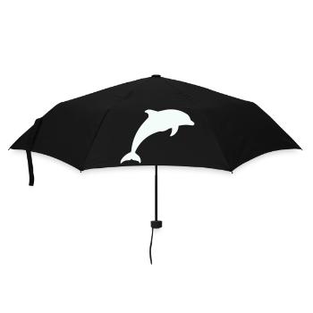 Glowing Dolphin Silhouette - Umbrella (small) - black - Front