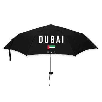 Dubai-Flagge Fettgedrucktes Typografie-Tee - Regenschirm (klein) - Schwarz - Vorne