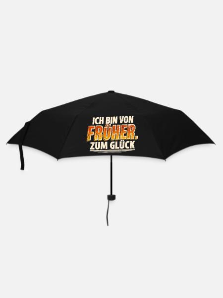 Ich bin von früher Retro Shirt | Stolzer Rentner - Regenschirm (klein) - Schwarz