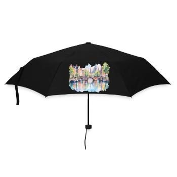 Wasserfarben-Kanallandschaft - Regenschirm (klein) - Schwarz - Vorne