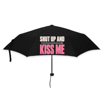Shut Up And Kiss Me Küss Mich Einfach Valentinstag - Regenschirm (klein) - Schwarz - Vorne