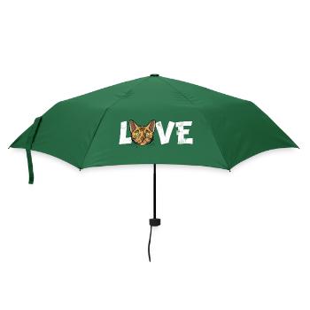 Bengal Cat Love Breed Portrait Feline Pet Lover Gi - Umbrella (small) - bottlegreen - Front