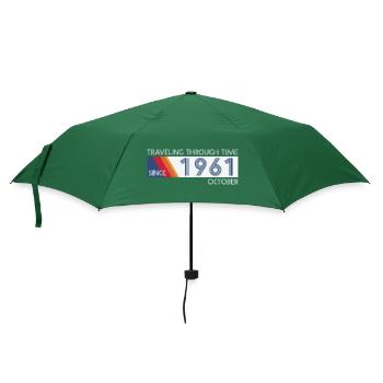 Funny Time Travel Birthday Design October 1961 - Umbrella (small) - bottlegreen - Front