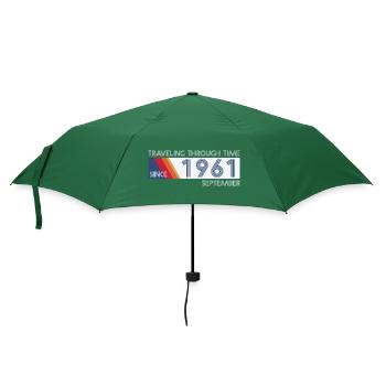 Funny Time Travel Birthday Design September 1961 - Umbrella (small) - bottlegreen - Front