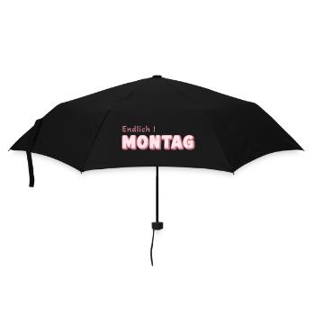 Endlich Montag – Pink Retro Schrift - Regenschirm (klein) - Schwarz - Vorne