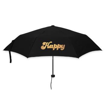 Happy Gold Squiggles Cursive Citations de bonheur - Parapluie standard - noir - Devant