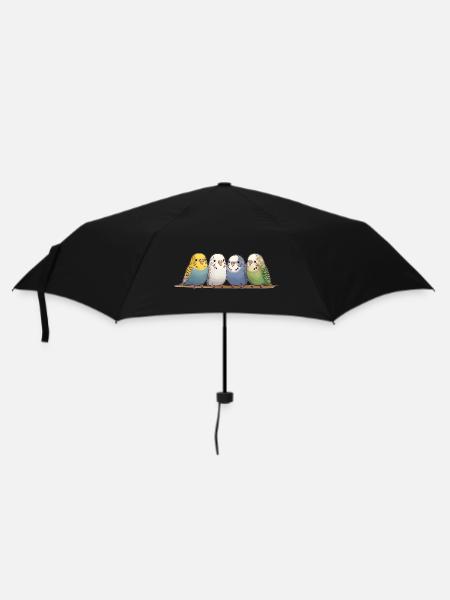 Lustige Wellensittiche - Regenschirm (klein) - Schwarz