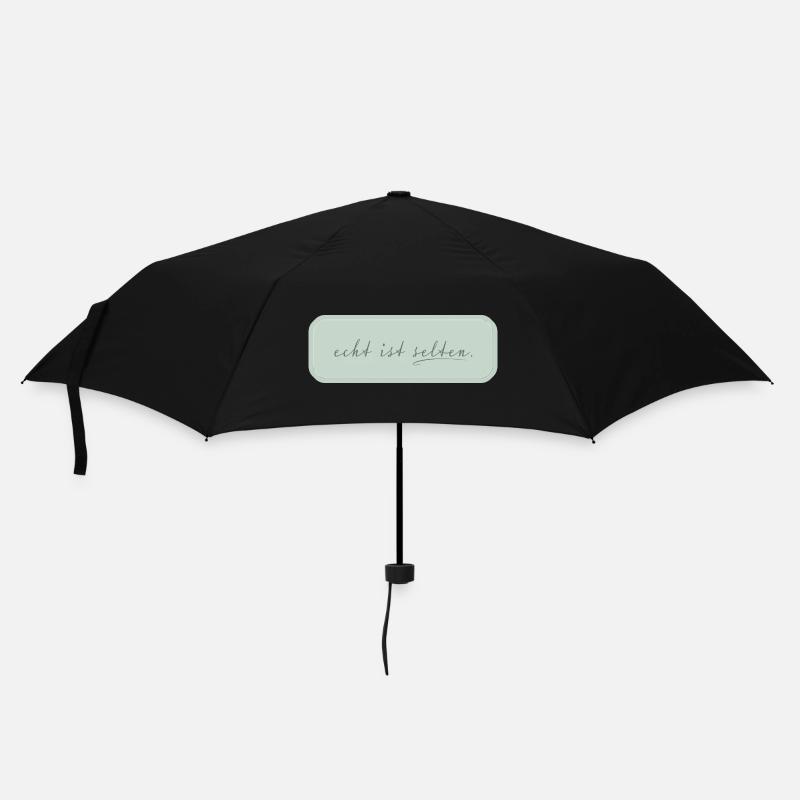 echt ist selten – minimalistische Typografie - Regenschirm (klein) - Schwarz