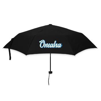 Omaha lettering in retro blue - Umbrella (small) - black - Front