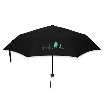 Surf-Herzschlag-Surfer-Geschenk - Regenschirm (klein) - Schwarz - Vorne