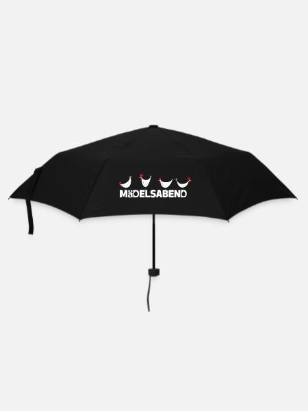 Lustige Hühner Illustration Mädelsabend - Regenschirm (klein) - Schwarz