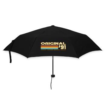 Originale 91er Retro-Streifen - Regenschirm (klein) - Schwarz - Vorne