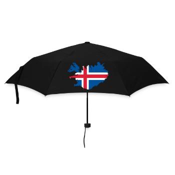 Island Flagge Landkarte - Regenschirm (klein) - Schwarz - Vorne