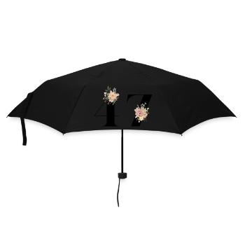 Blumen zum 47-jährigen Jubiläum (Geschenk von 47 Jahren) - Regenschirm (klein) - Schwarz - Vorne