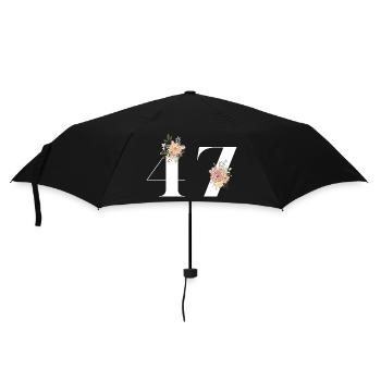 Blumen zum 47-jährigen Jubiläum (Geschenk von 47 Jahren) - Regenschirm (klein) - Schwarz - Vorne