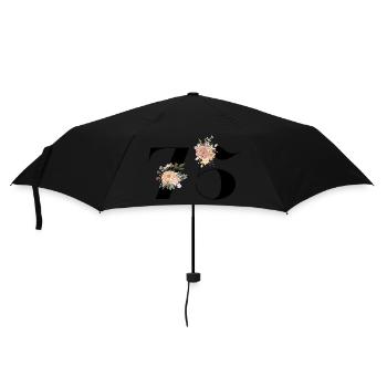 Blumen zum 75-jährigen Jubiläum (Geschenk von 75 Jahren) - Regenschirm (klein) - Schwarz - Vorne