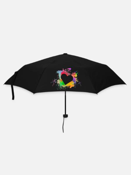 Herz - Regenschirm (klein) - Schwarz