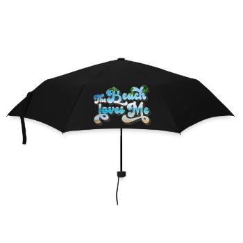 La plage m’aime - drôle de design rétro vintage - Parapluie standard - noir - Devant