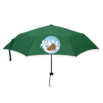 petite cabane en rondins au milieu d’un paysage de glace - Parapluie standard - vert bouteille - Devant