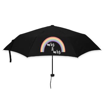 Rainbow Stripes Mrs and Mrs - Umbrella (small) - black - Front