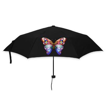 Bunter Schmetterling - Regenschirm (klein) - Schwarz - Vorne