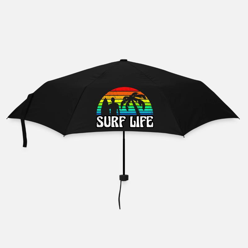 Vintage Sunset Surf Life - Regenschirm (klein) - Schwarz