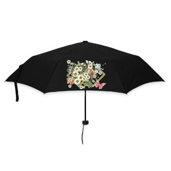 Blumen Blüten - Regenschirm (klein) - Schwarz - Vorne