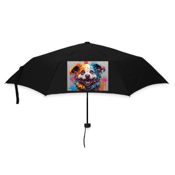 Ein Clownshund - Regenschirm (klein) - Schwarz - Vorne