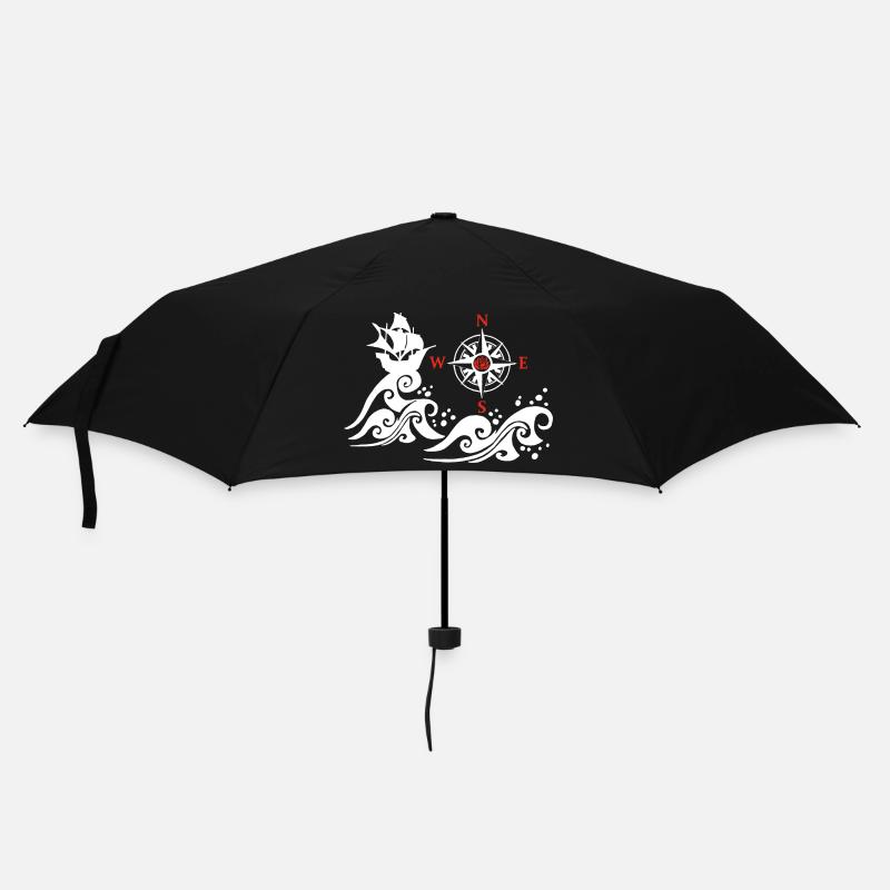 Bateau blanc et rose des vents - Parapluie standard - noir