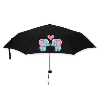 Éléphant Couple Amour Couple Amoureux - Parapluie standard - noir - Devant
