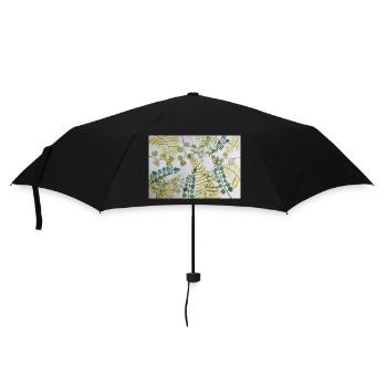 Laubmuster - Regenschirm (klein) - Schwarz - Vorne