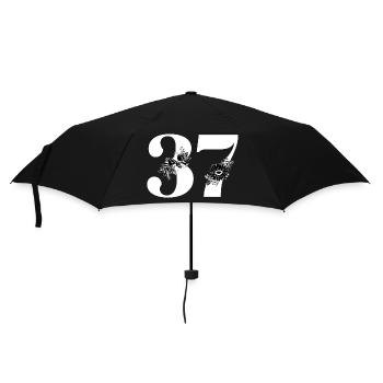 Numéro 37 floral noir - 37e anniversaire floral - Parapluie standard - noir - Devant