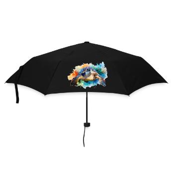 A water turtle in colorful watercolor style - Umbrella (small) - black - Front
