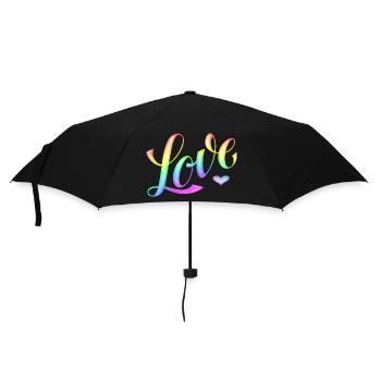 Love - Regenbogen -Desingned by KissingLetters - Regenschirm (klein) - Schwarz - Vorne