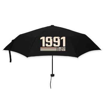 1991 Jahrgang 1991 Geburtstag 1991 Retro 1991 - Regenschirm (klein) - Schwarz - Vorne