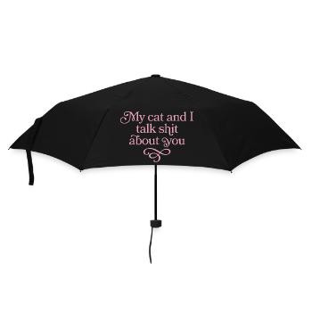 Cat Blasphemy Duo in Pink - Umbrella (small) - black - Front