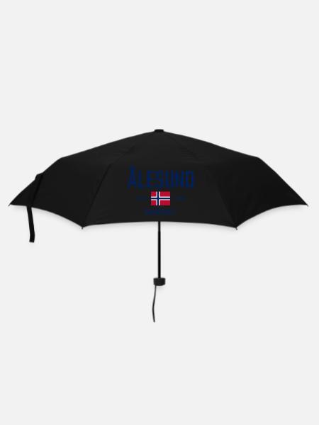 Alesund - Norvège - Coordonnées - Drapeau - Parapluie standard - noir