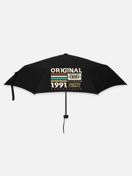 34. Geburtstag Kassette Geschenk Mann April 1991 - Regenschirm (klein) - Schwarz